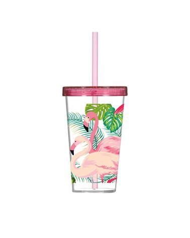 Стакан с трубочкой HEREVIN FLAMINGO (161448-003)