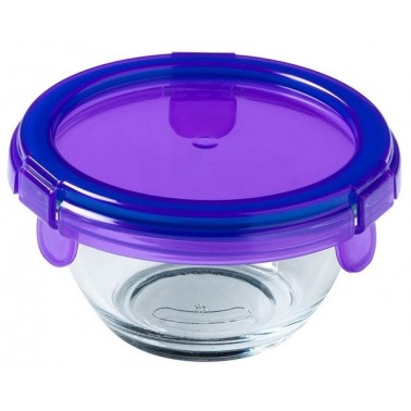 Миска PYREX BABY Purple стекл.кругл. 0.2л (11х6см) с герм. крышкой (894PGPP)