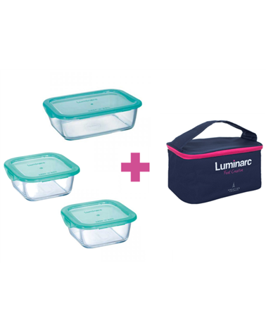 контейнер LUMINARC KEEP'N BOX /НАБОР/380*2 квадр +820 прям мл+Bag (P8001)