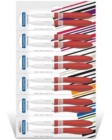 Наборы ножей TRAMONTINA COR & COR набор д/овощей 2 шт 76 мм красная ручка (23461/273)