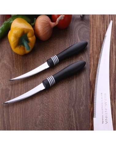Наборы ножей TRAMONTINA COR & COR ножей томатных 102 мм 2 шт. чёрная ручка (23462/204)