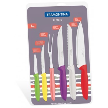 Наборы ножей TRAMONTINA PLENUS grey н-р ножей 6пр разноцв. инд.бл (23498/916)