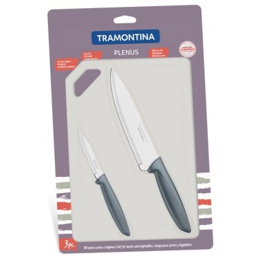 Наборы ножей TRAMONTINA PLENUS grey н-р 3пр (нож 76,178мм,плас.дост)инд.бл (23498/614)