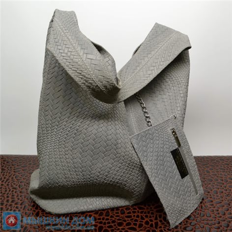Сумка шкіра плетена Shopper 90 L.Grey (33x34х12cm) 