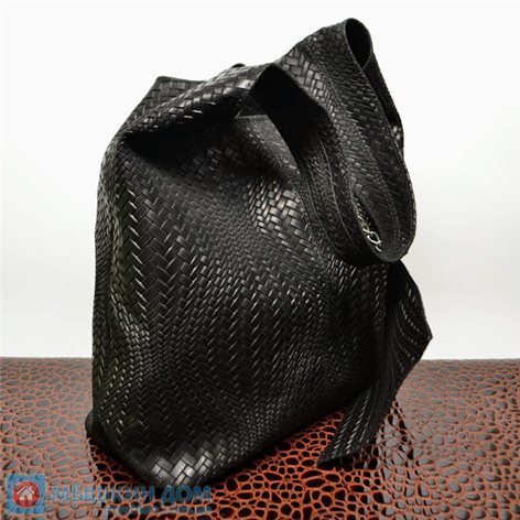 Сумка шкіра плетена Shopper 90 (33x34х12cm) чорний
